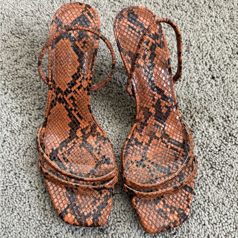Zara Basic Snakeskin Sandal Heels